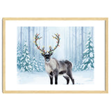 Reindeer with Christmas Lights, Deer Magical Winter Art thumbnail