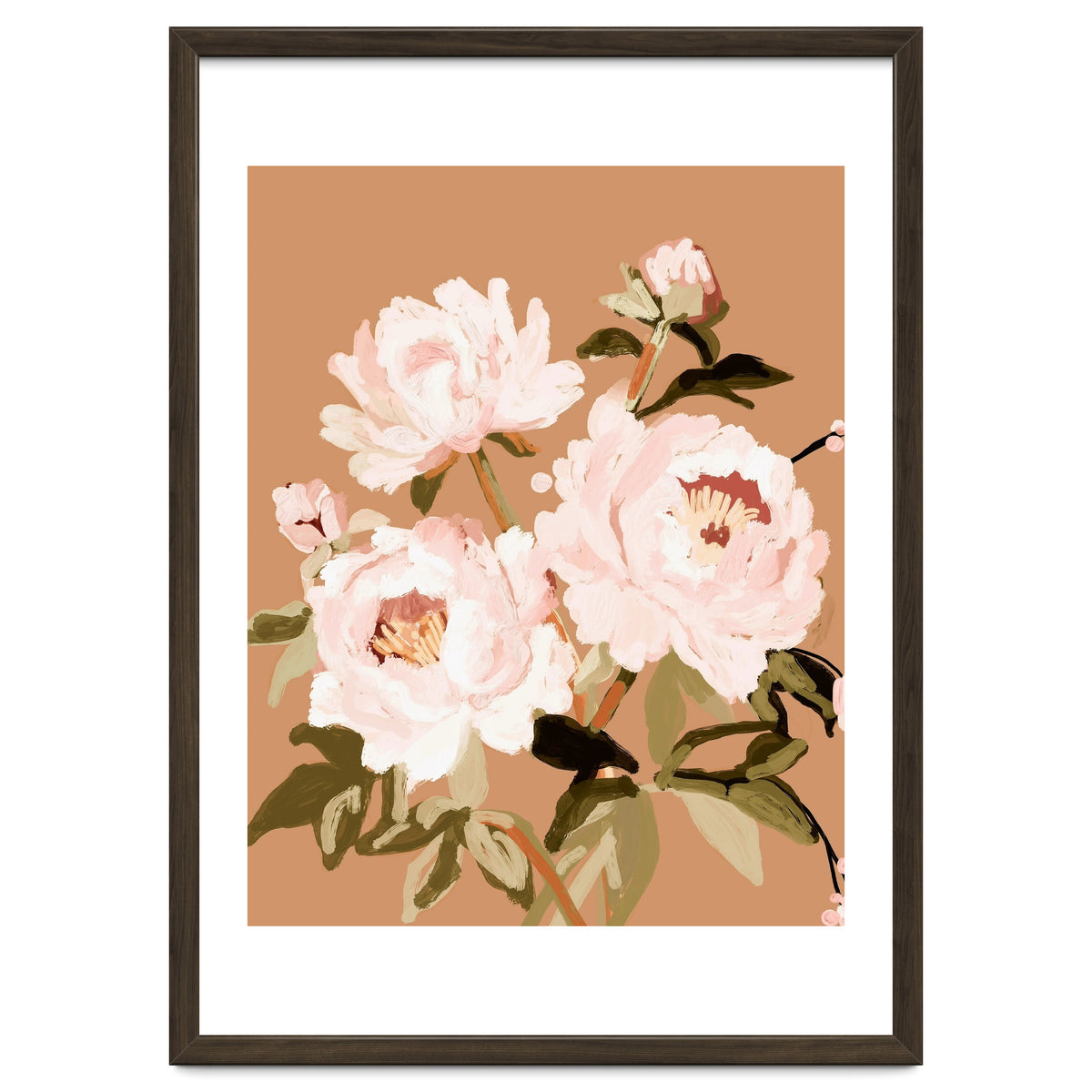 Blush Peony Painting, Floral Wall Art, Neutral Flower Print, Peony Art