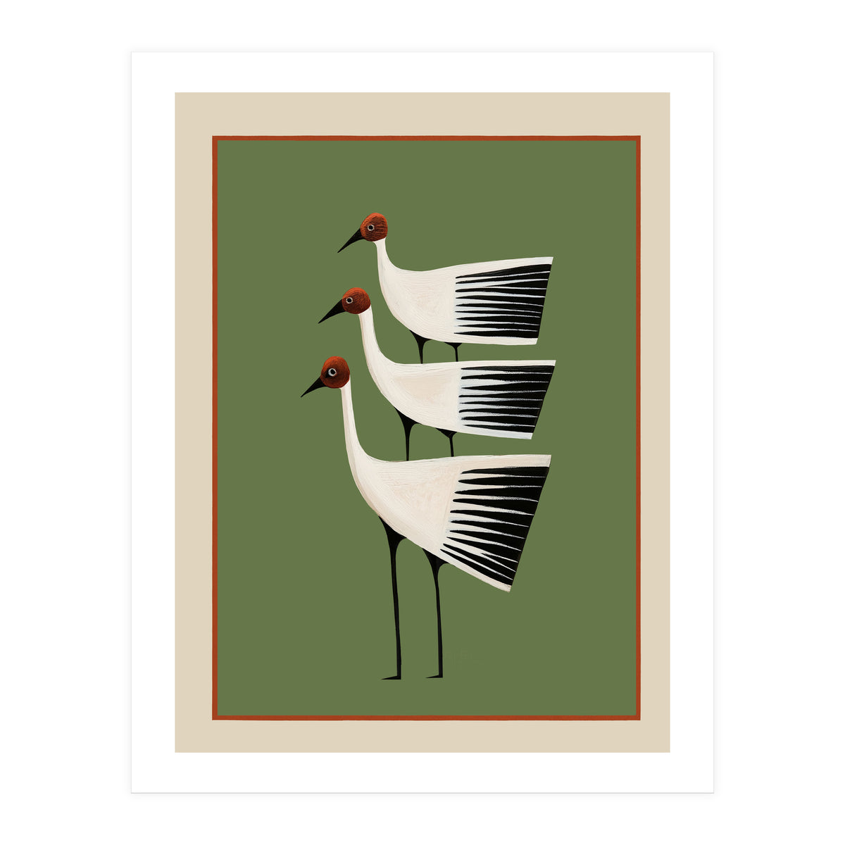 Striped Bird Trio I (Print Only)