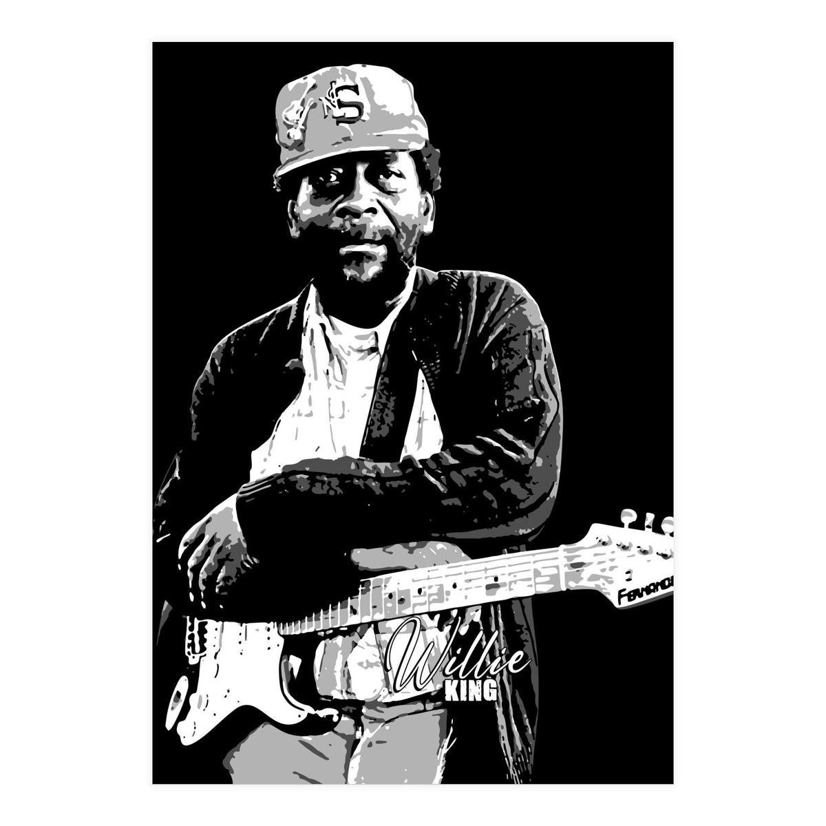 Willie King American Blues Musician in Grayscale (Print Only)