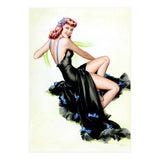 Pinup Girl Posing In Black Dress (Print Only) thumbnail