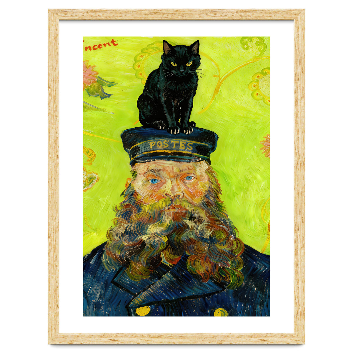 Black Cat on the Postman’s Hat, Van Gogh Inspired Painting