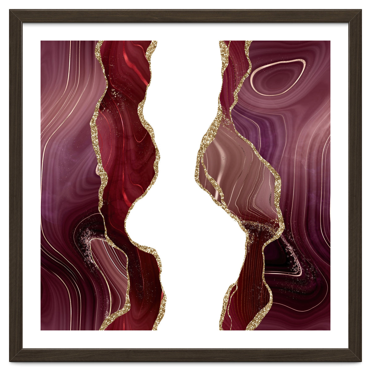 Burgundy & Gold Glitter Agate Texture 06