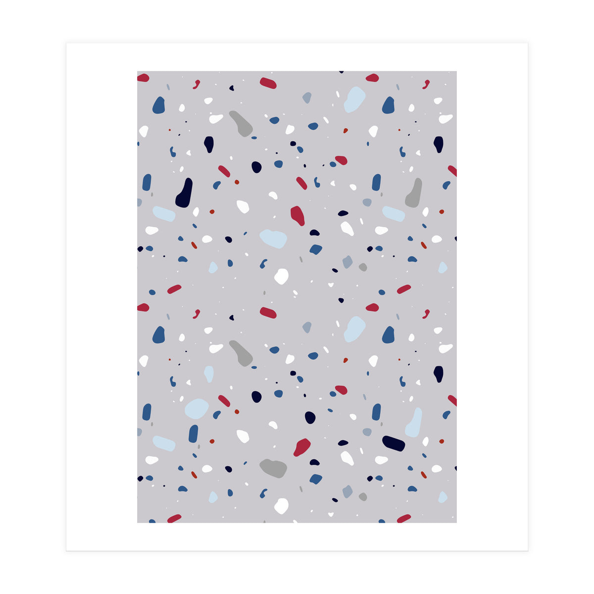 Modern Gray Blue Rounded Terrazzo (Print Only)