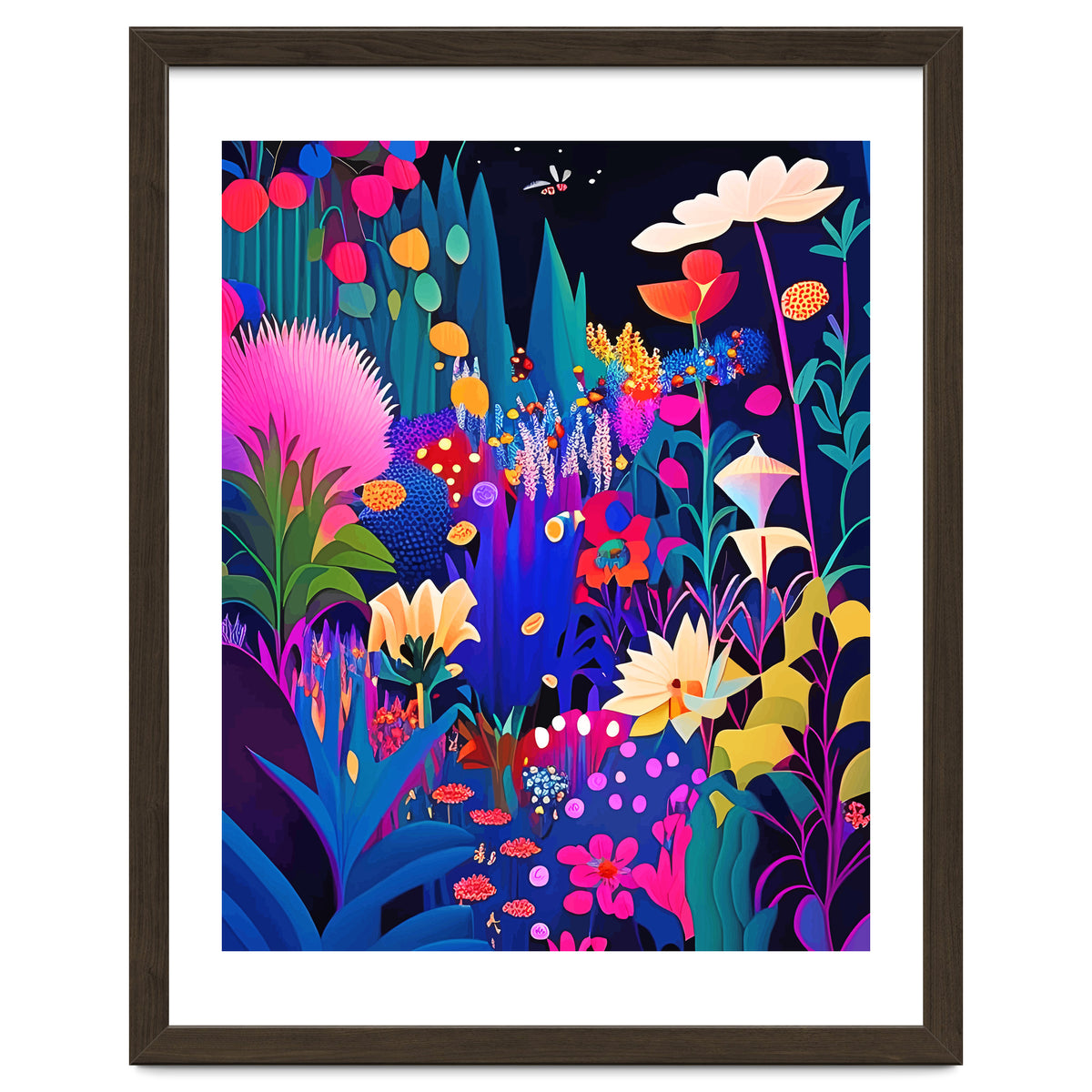 Surreal Emotions, Abstract Colorful Bold Botanical Nature Garden, Eclectic Boho Bohemian Modern Contemporary Graphic Design Painting