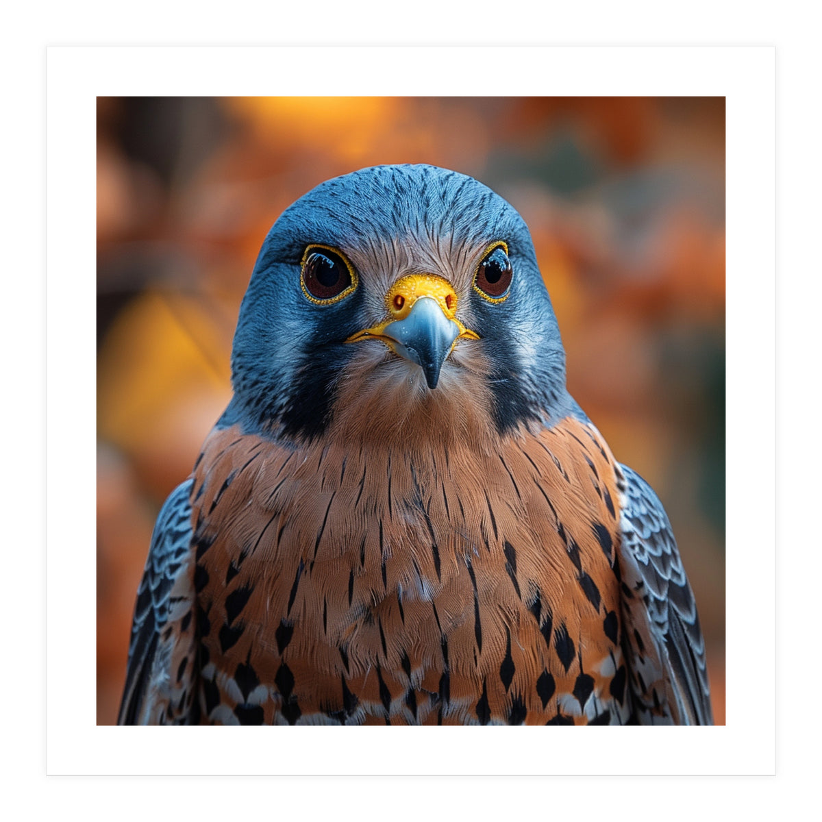 Close Up Of A Kestrel Bird Of Prey Portrait (Print Only)