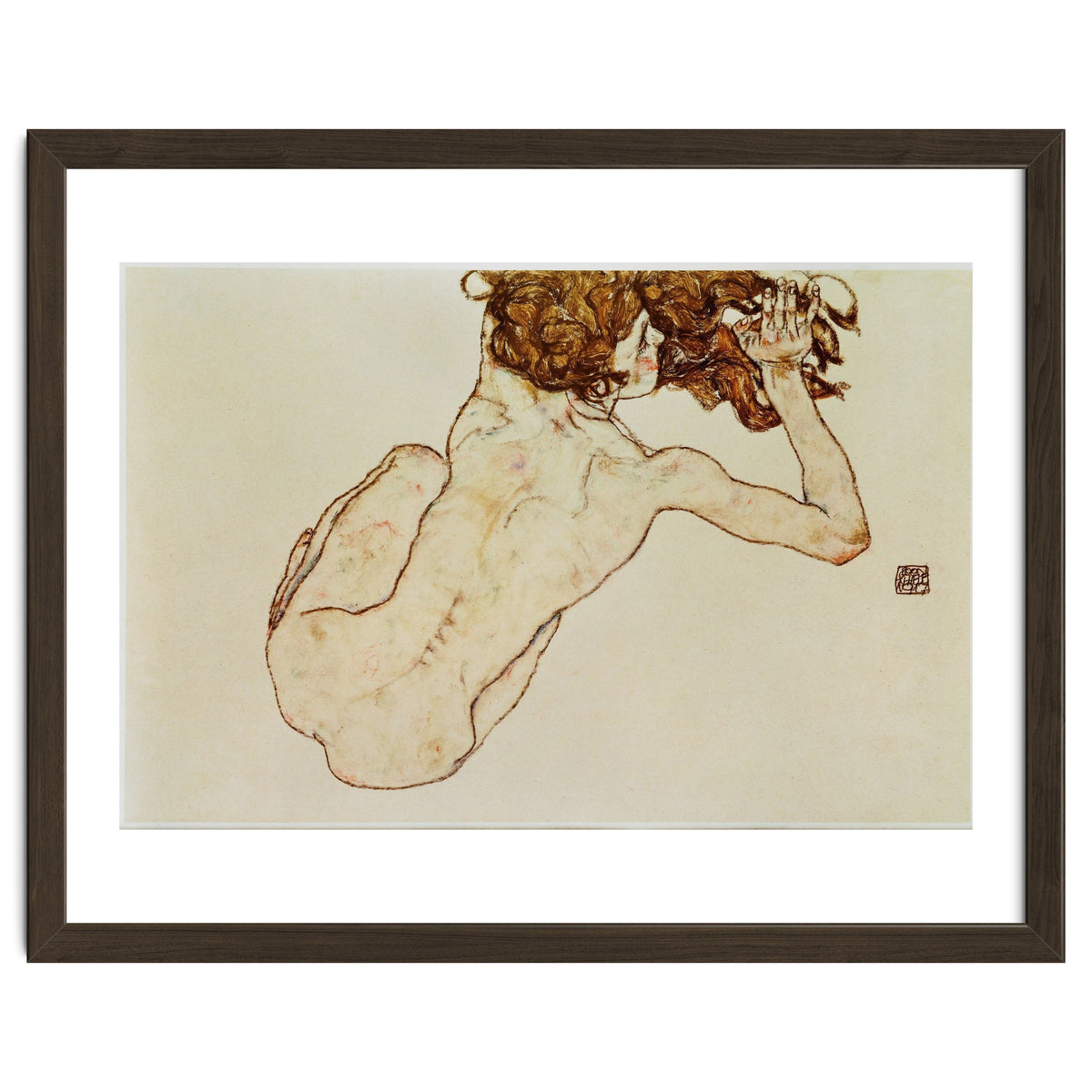 Kauernder Rueckenakt - Crouching nude,back view,1917. Gouache and pencil, 29,5 x 45 cm.