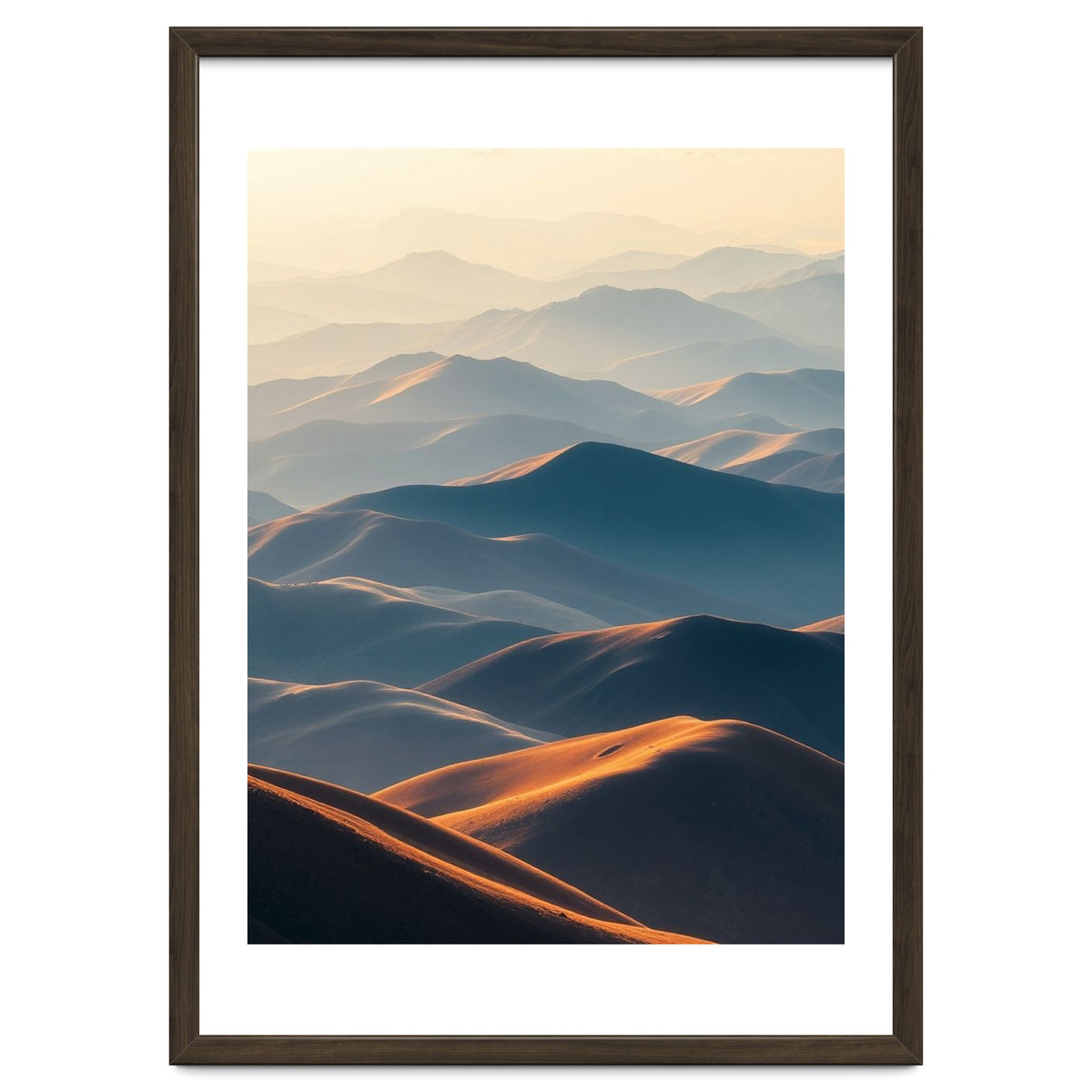 Misty Desert Mountain Range Art