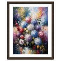 Vibrant Summer Hydrangea Bouquet Heavy Impasto Oil Painting
