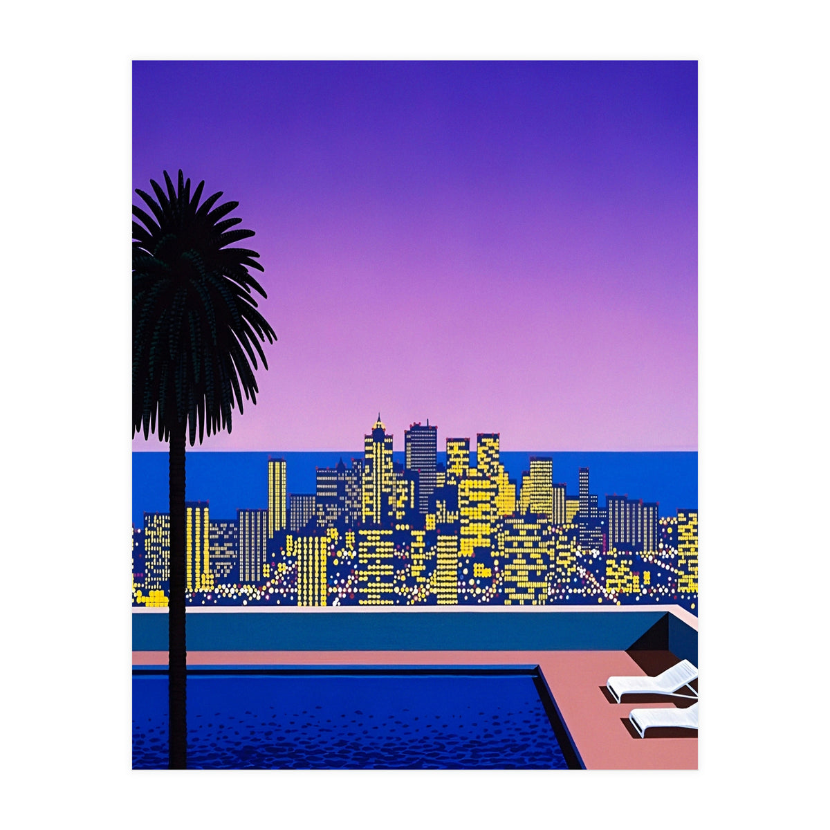 Hiroshi Nagai - City Pop At Night, Swimming Pool (Print Only)