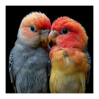 Two Lovebirds Nuzzle Together (Print Only)
