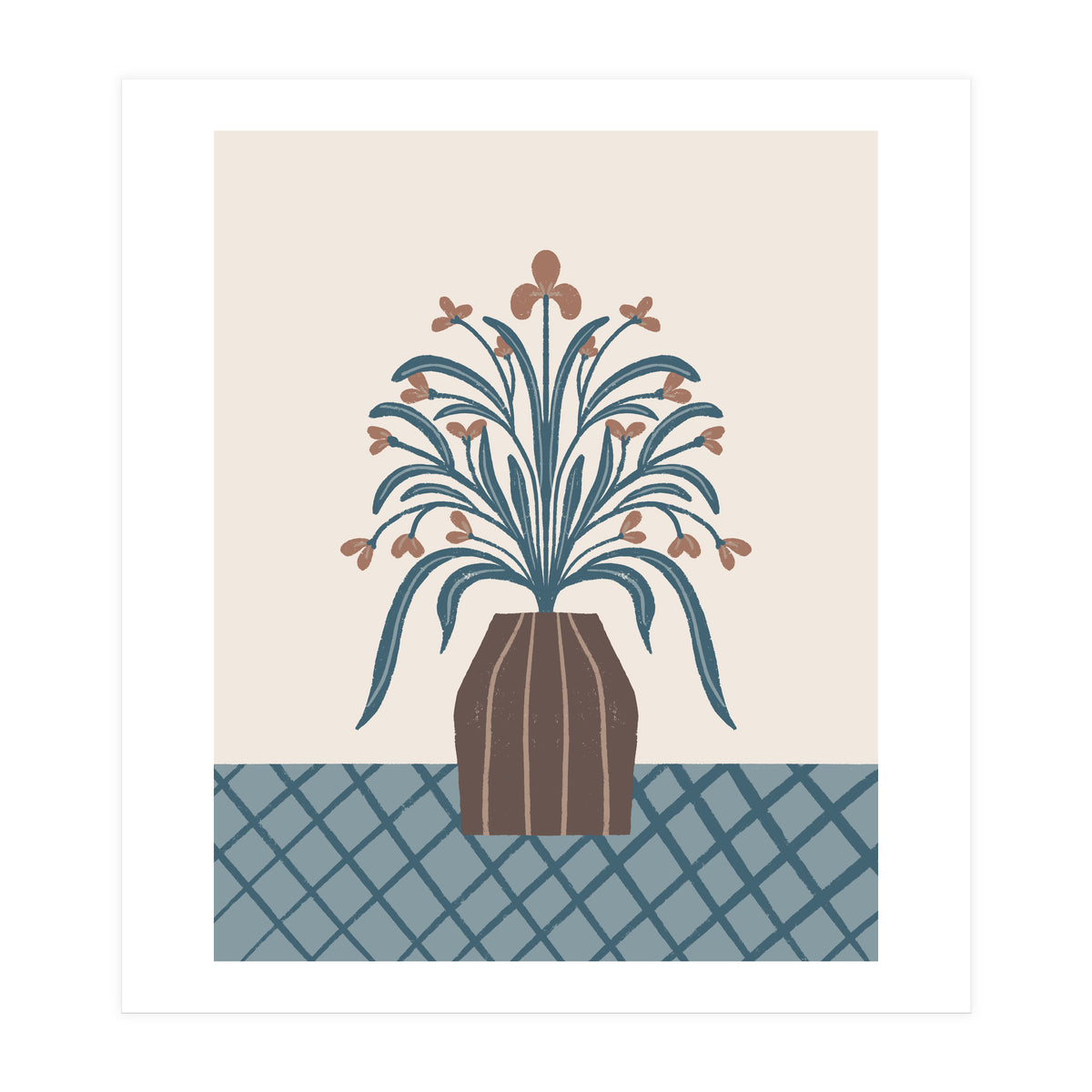 Earthy Modern Vase with Florals (Print Only)