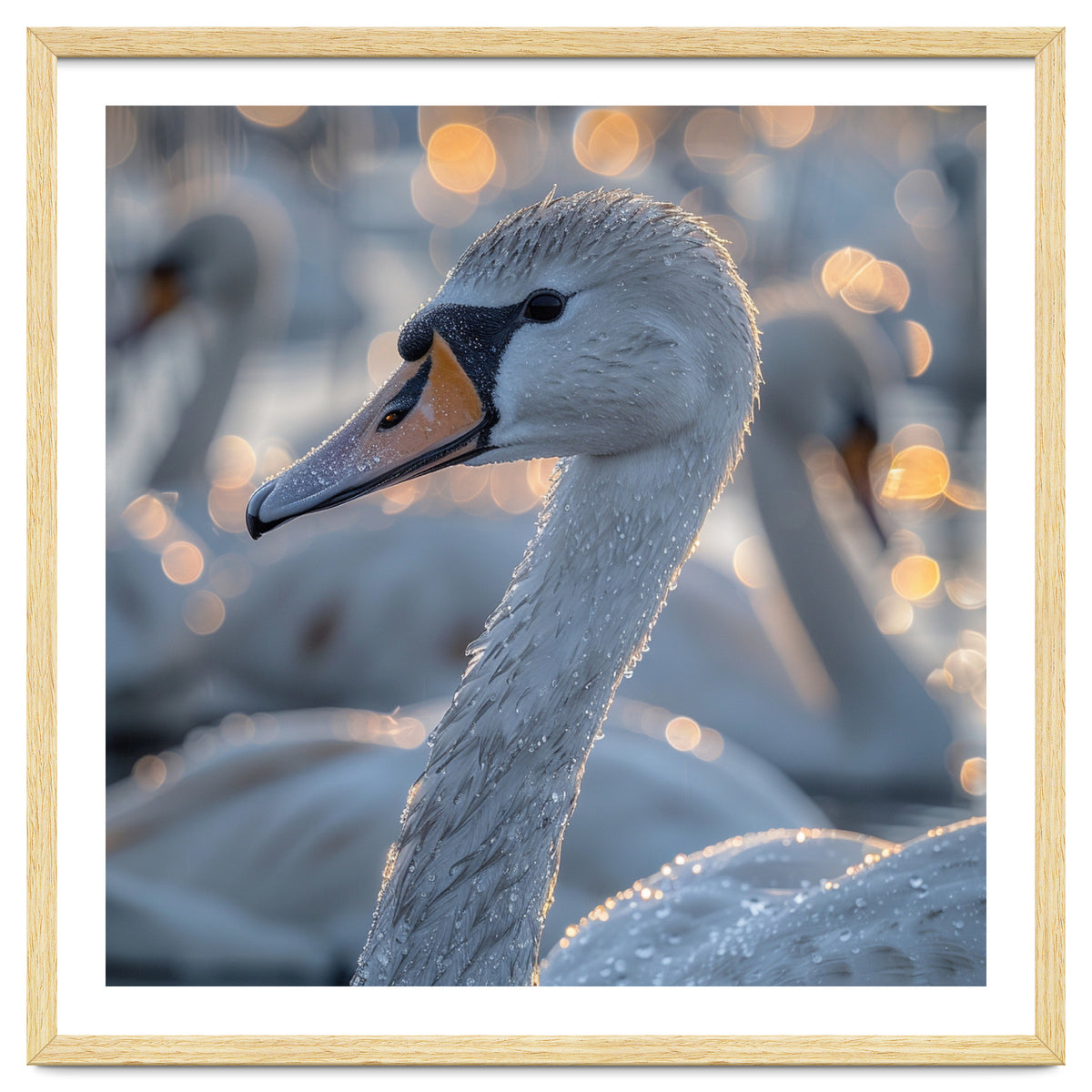 Majestic Swan Close Up With Water Droplets