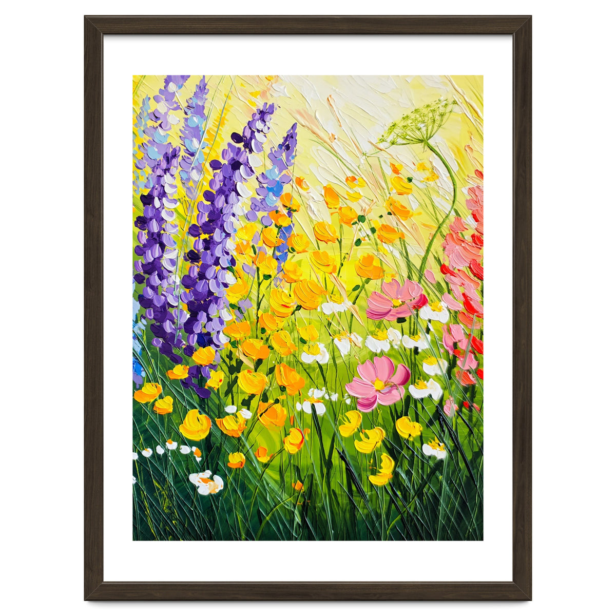 Sun-Drenched Wildflower Meadow Oil Painting