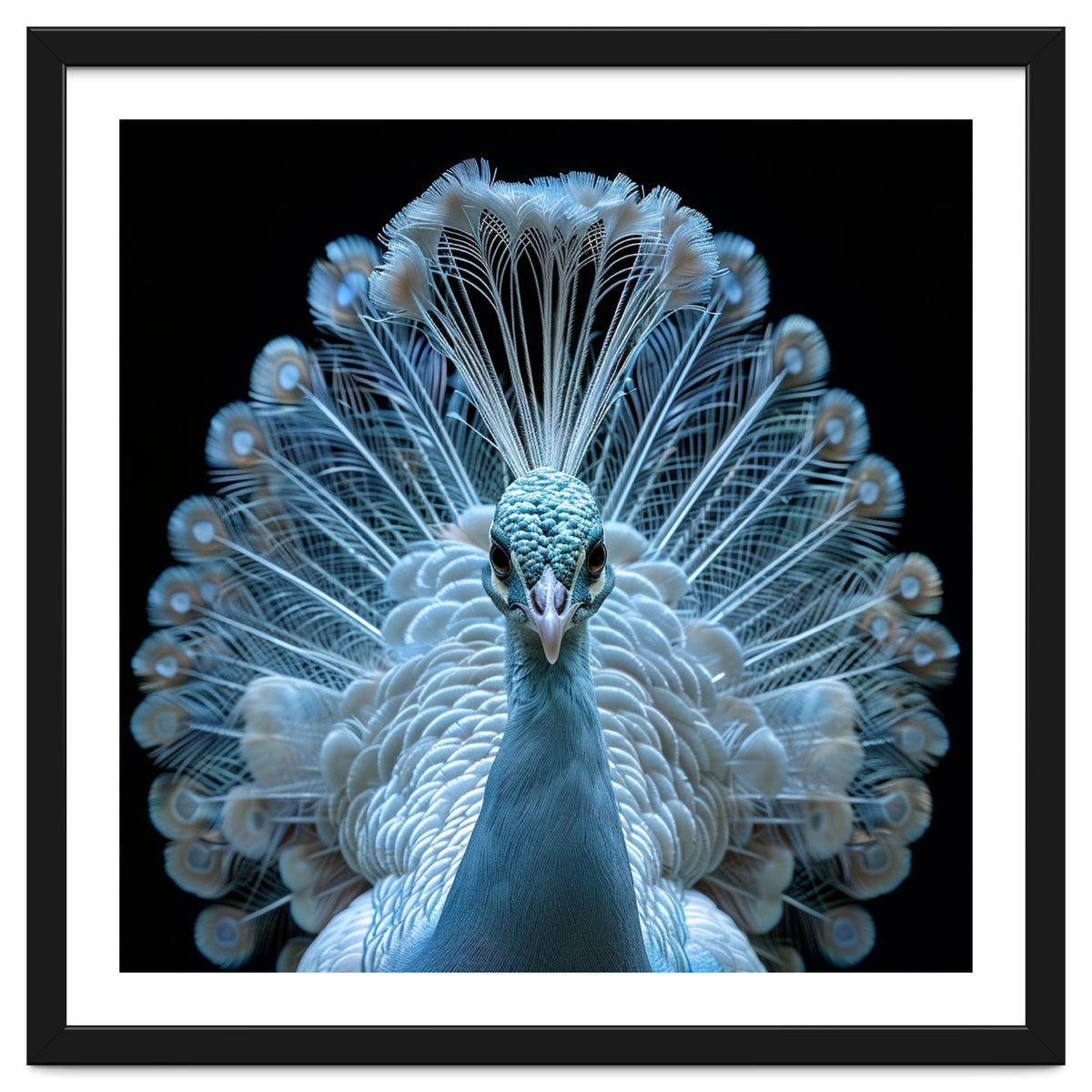 Majestic White Peacock Displaying Its Feathers