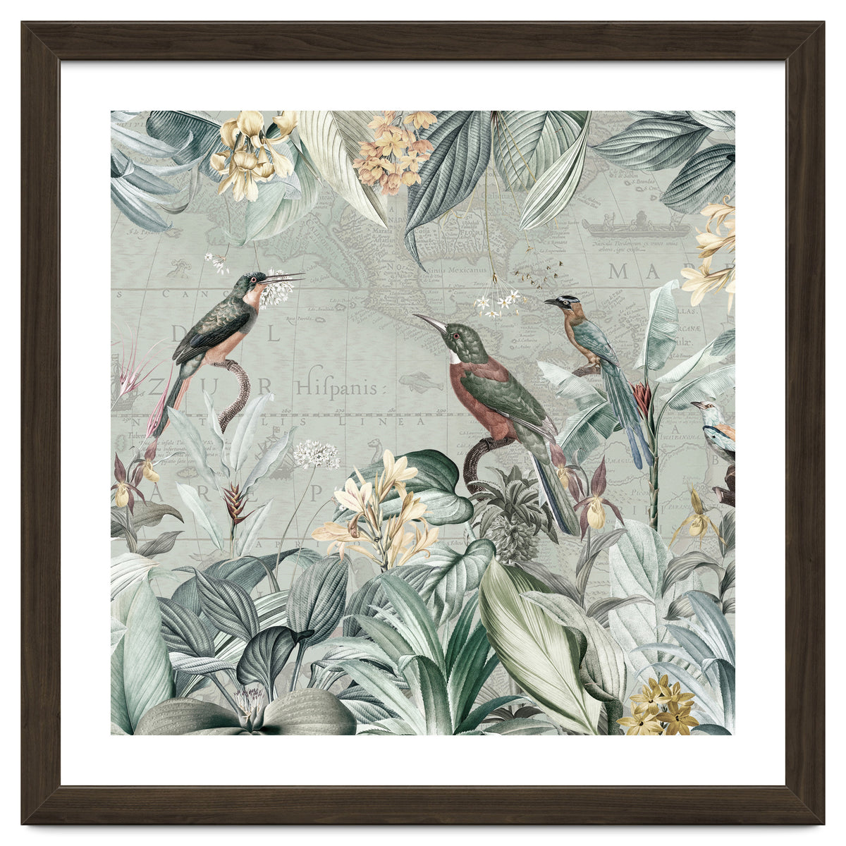 Vintage Exotic Birds Paradise Jungle