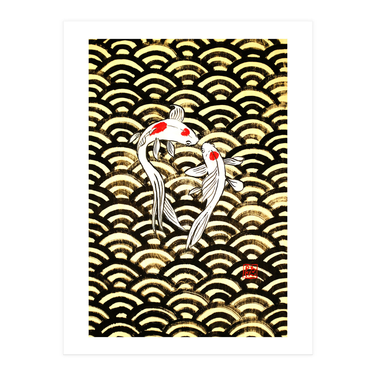 2 Koi In Wood (Print Only)
