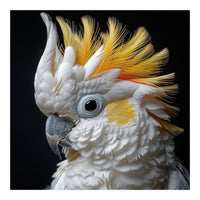 Close Up Cockatoo Portrait Yellow Crested Bird (Print Only)