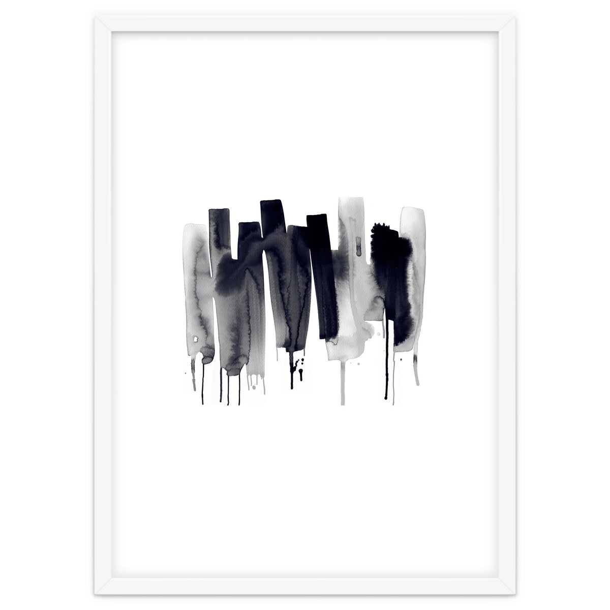 Abstract Watercolor Stripes Minimal Black