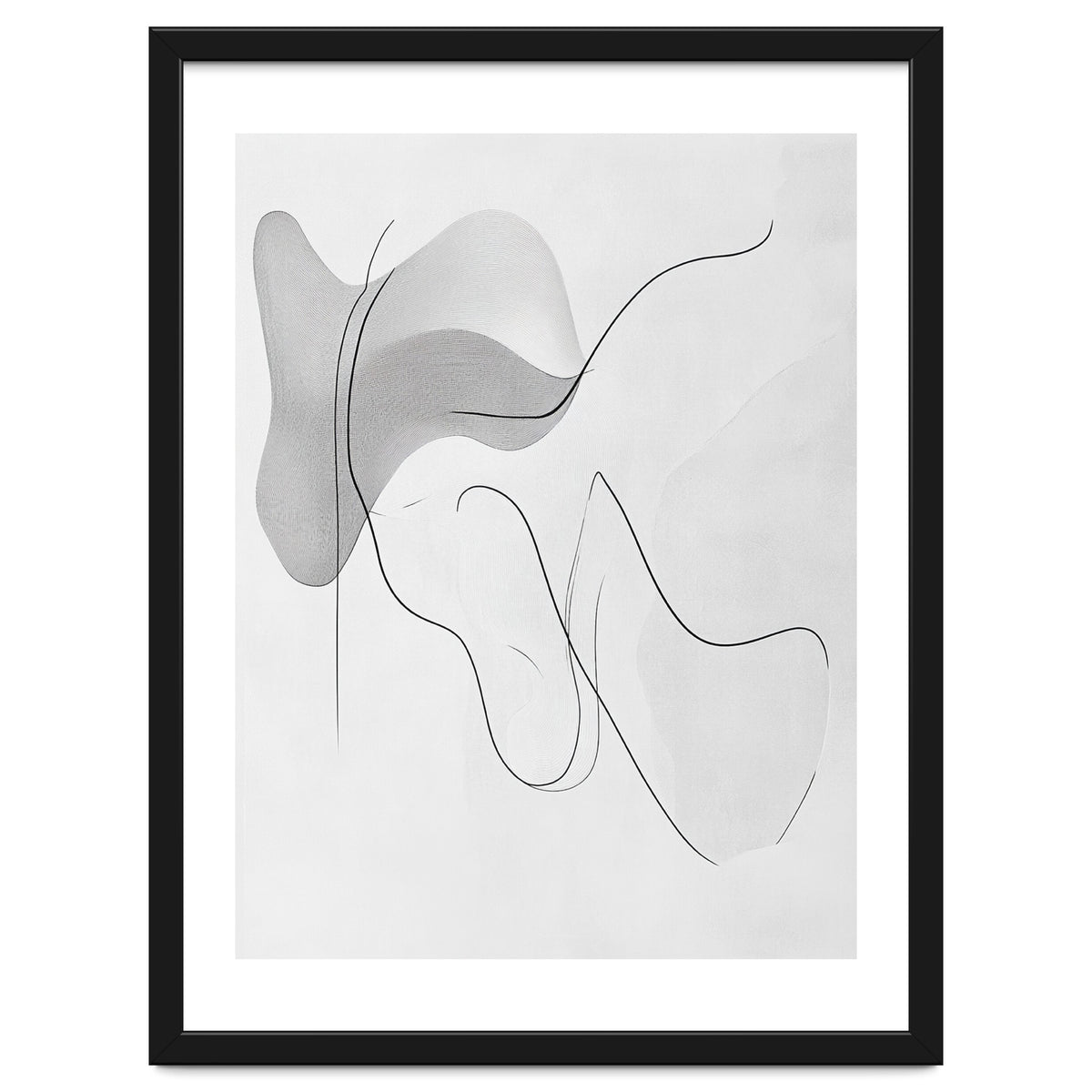 Abstract Black And White Flowing Lines And Shapes