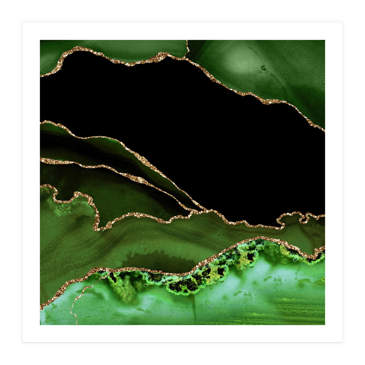 Green & Gold Agate Texture 14 (Print Only)