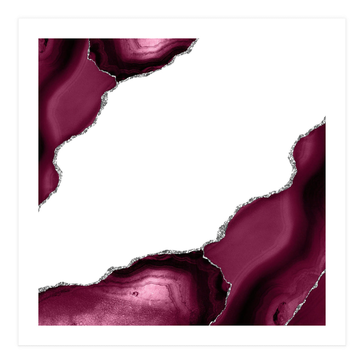 Burgundy & Silver Agate Texture 08  (Print Only)