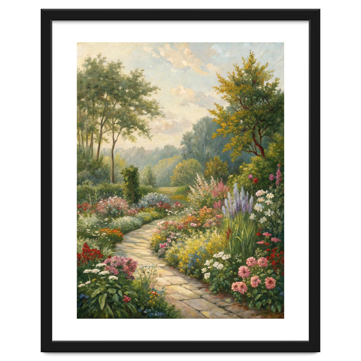 Enchanted English Cottage Garden Oil Painting