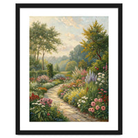 Enchanted English Cottage Garden Oil Painting