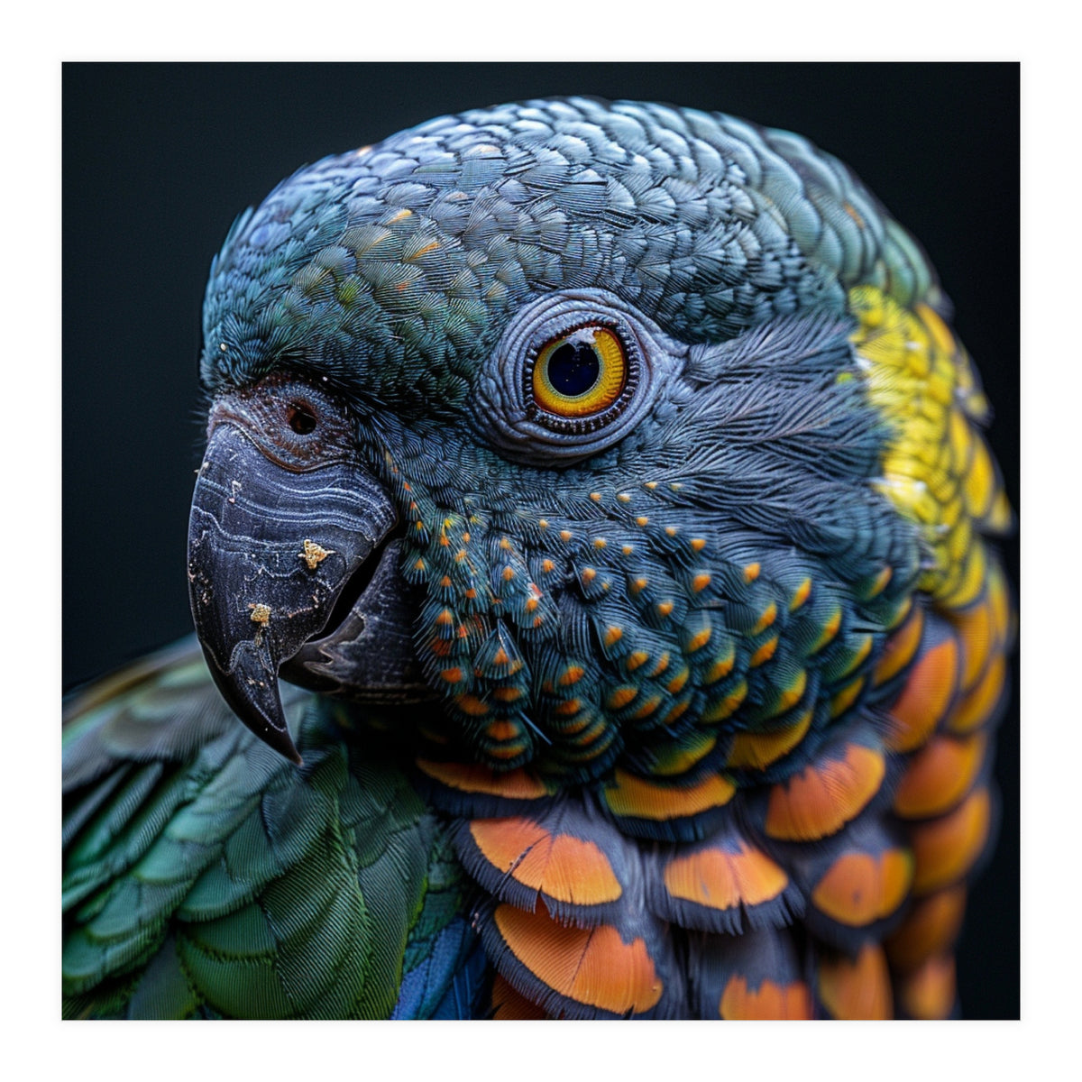 Close Up Portrait Of A Colorful Parrot's Face (Print Only)