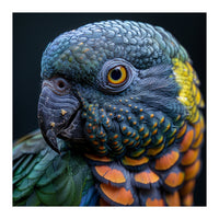 Close Up Portrait Of A Colorful Parrot's Face (Print Only)