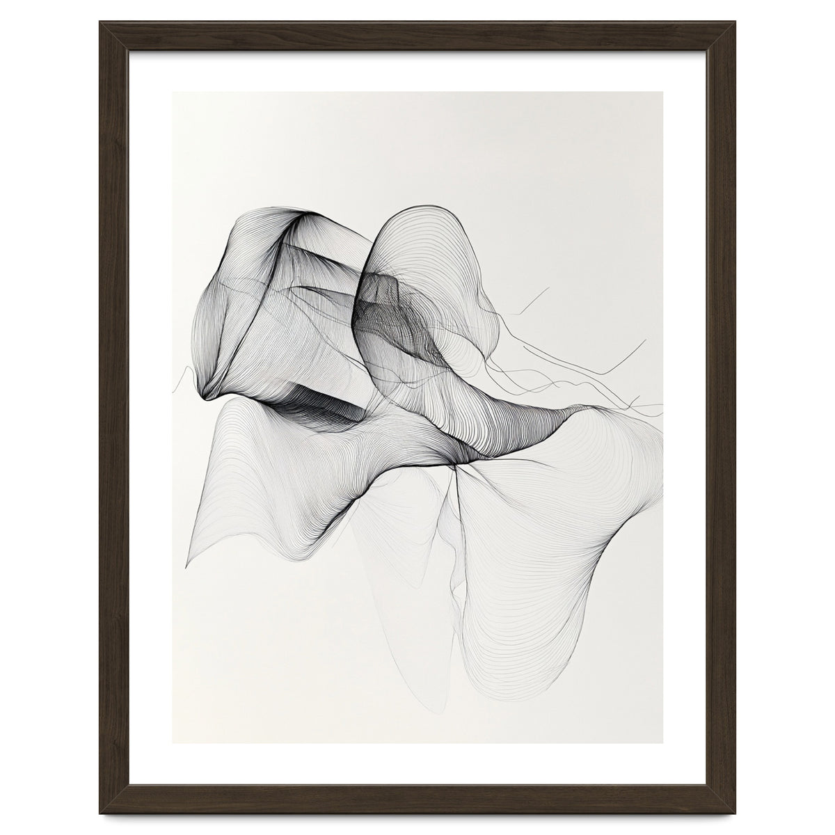 Abstract Black And White Flowing Lines Art