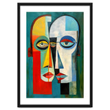 INSEPERABLE #02, Abstract robotic looking heads merged in bright vivid hues with emphasis on the eyes. thumbnail