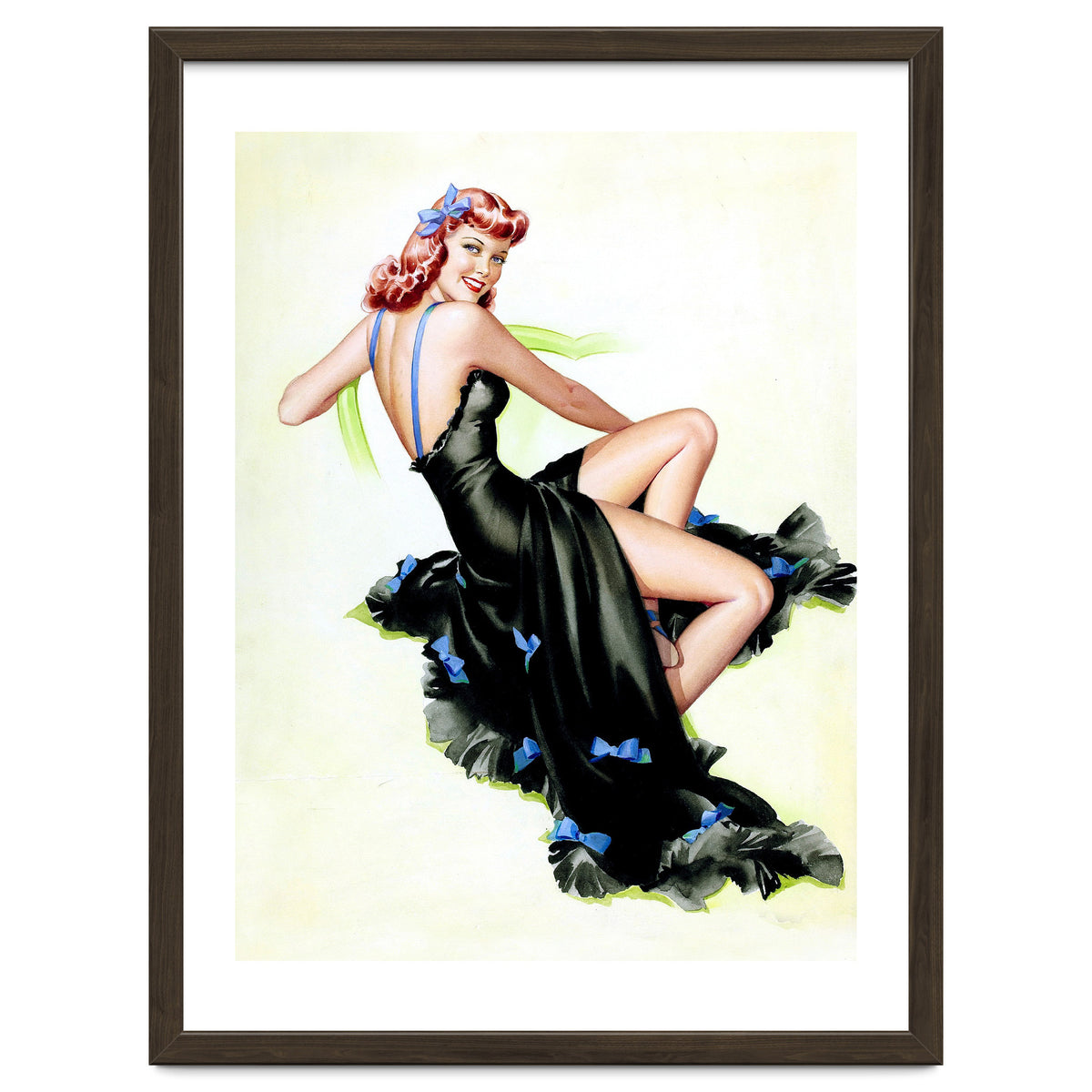 Pinup Girl Posing In Black Dress