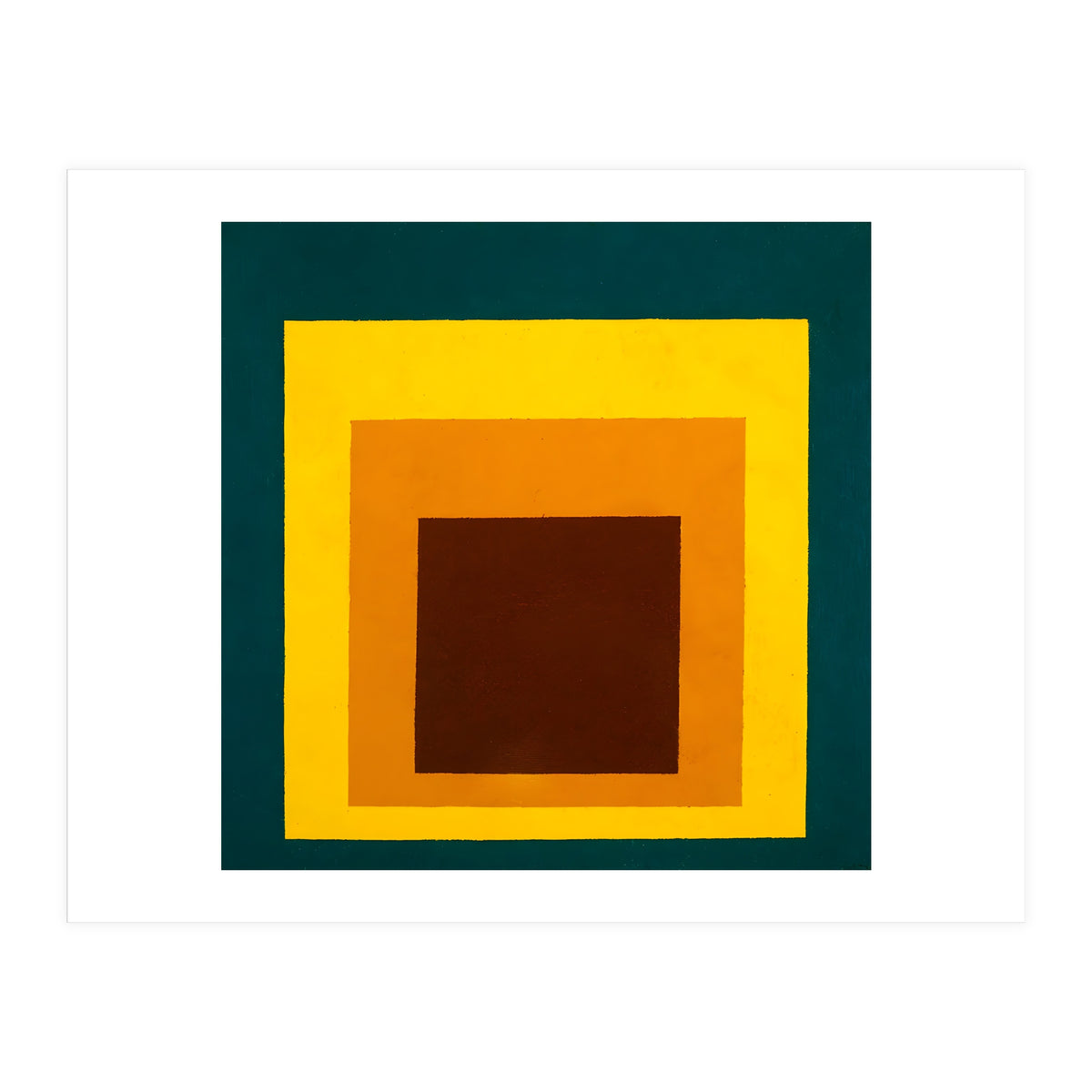 JOSEF ALBERS - HOMAGE TO THE SQUARE DARK GREEN YELLOW ORANGE BROWN  (Print Only)