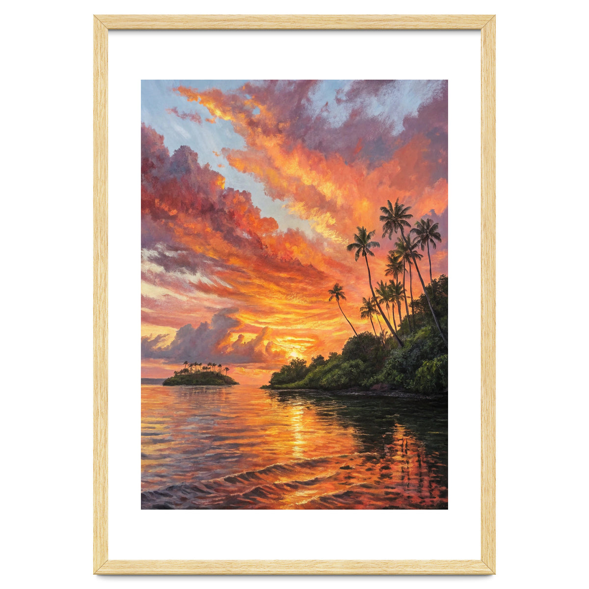 Impressionist Tropical Sunset Over Paradise Island