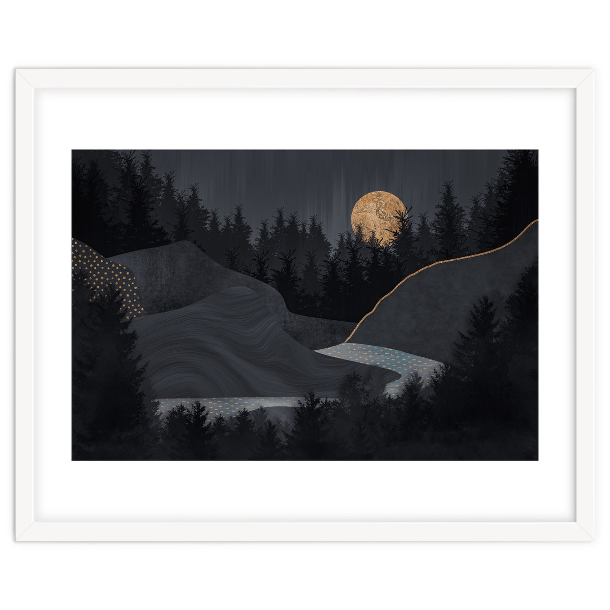 Abstract Landscape Midnight Moon