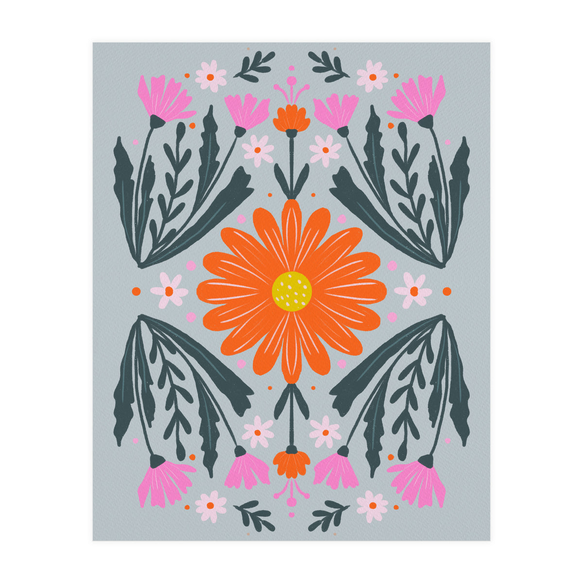 Orange Flower with pink buds (Print Only)
