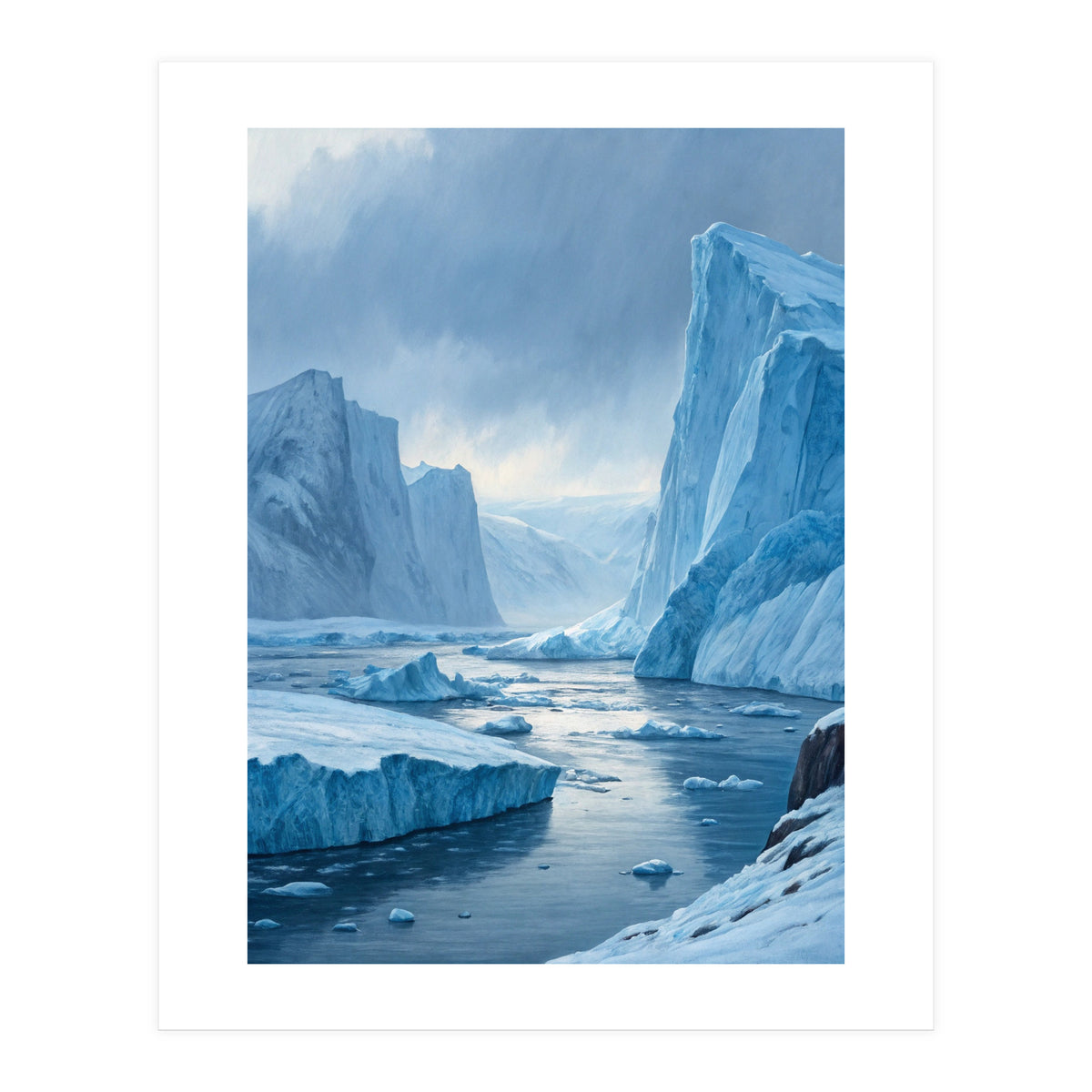 Majestic Arctic Icebergs and Glacial Valley (Print Only)