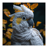 Yellow Crested Cockatoo Portrait Autumn Leaves Dark (Print Only) thumbnail