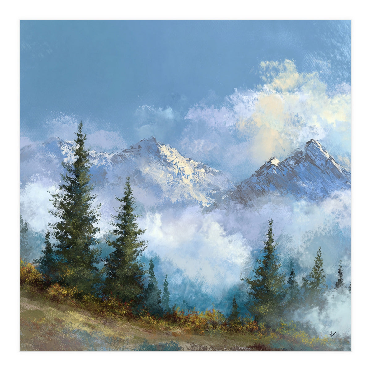 Majestic Snow-Capped Alpine Peaks (Print Only)