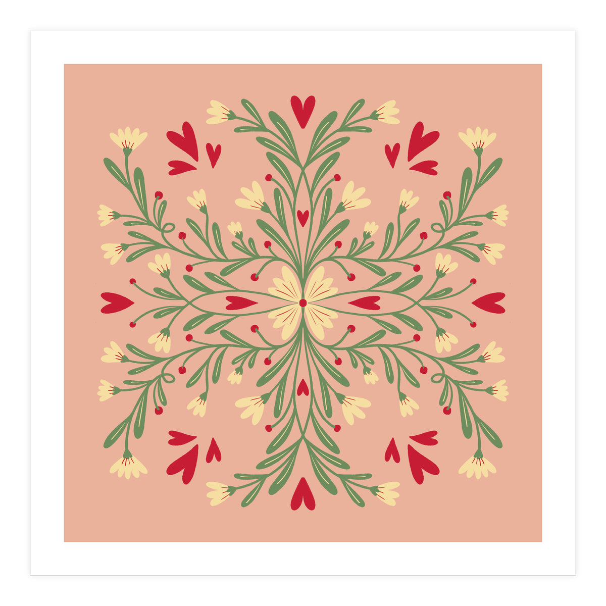 Flowers And Hearts  (Print Only)