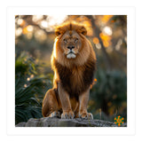 Majestic Lion Sitting On A Rock At Sunset (Print Only) thumbnail