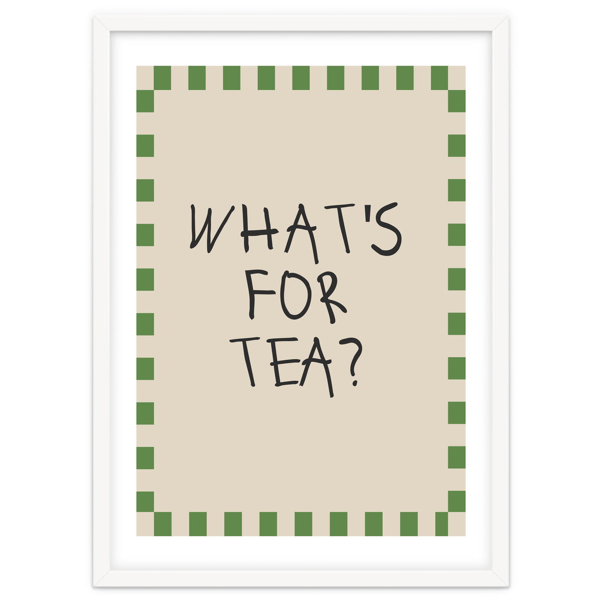 What’s For Tea, Cute Kitchen Quote Print, Playful Wall Art for Dining Spaces