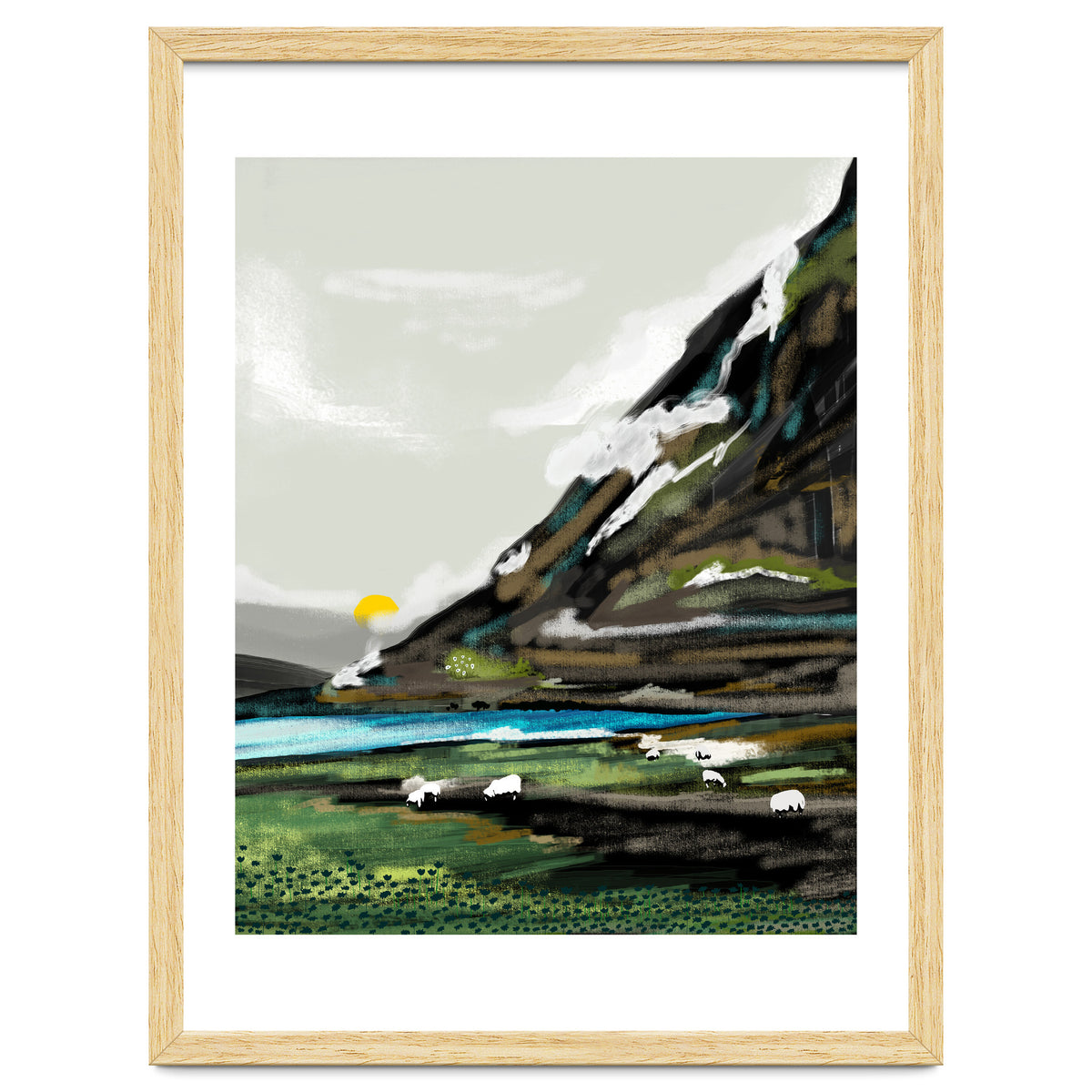 Graze, Cattle Nature Landscape Painting, Mountains Wild Adventure Cows, Animals Grassland Bohemian