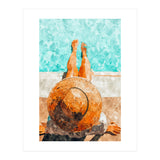 By The Pool All Day, Summer Travel Woman Swimming, Tropical Fashion Bohemian Painting (Print Only) thumbnail