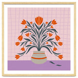 Tulips in a vase - orange and violet thumbnail