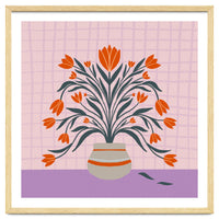 Tulips in a vase - orange and violet