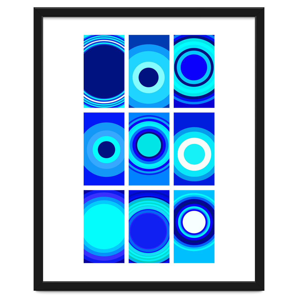 Circles & Rectangles Alt Blue 3 X 3: 1