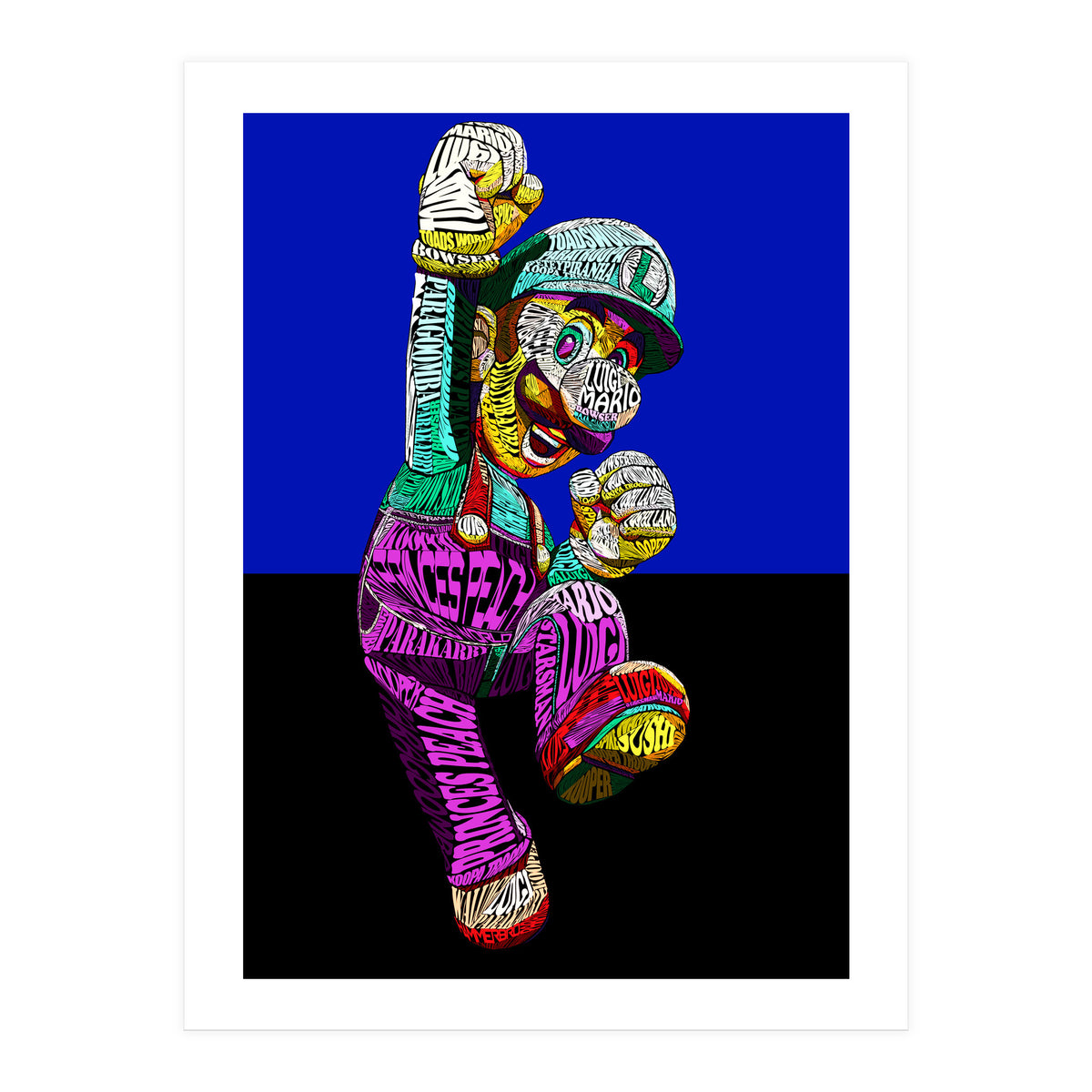 Mario Luigi Typo Style Cartoon Pop Art (Print Only)