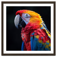 Scarlet Macaw Parrot Vibrant Plumage Close Up